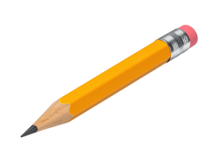 Realistic, isolated, yellow pencil with a pink eraser, against a black background