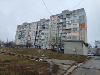construction site in the city, the city of Kupyansk before the war, Ukraine