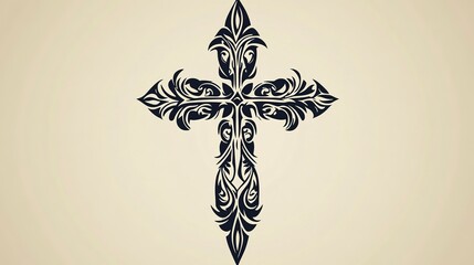 Tattoo-style cross design with tribal patterns showcasing intricate artwork for spirituality
