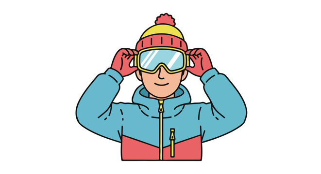 Whimsical winter adventurer preparing for snowy escapades illustration with vibrant colors ready for slopes anticipation 92 characters