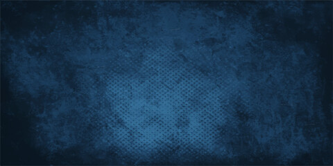 Dark blue grunge textured background with vintage wall pattern