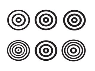 Elegant target vector line art design with six bold minimalist icons