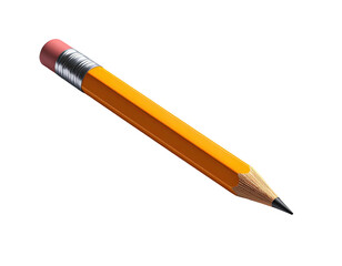 A close-up of a sharpened yellow pencil with eraser on a black background
