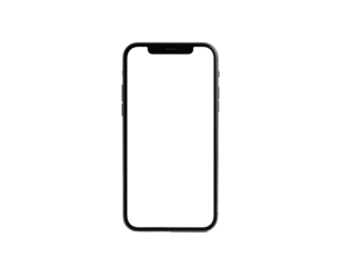 Smartphone with a black screen, slightly angled, against a black background