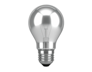 Metallic lightbulb with filament, on a black background
