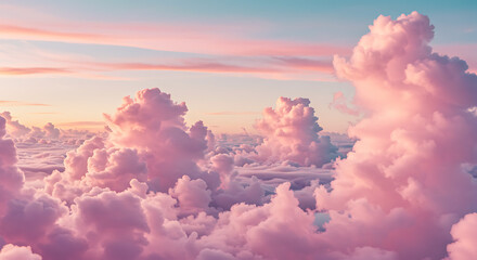 Dreamy Pink Clouds at Sunset Sky