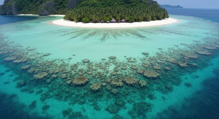 Tropical island paradise with coral reef