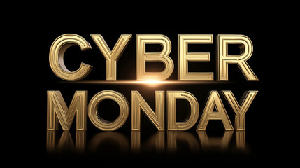 Cyber monday sales event golden text effect on black background for online shopping deals