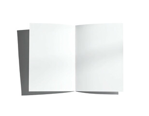 White paper folded in half, displaying open blank pages against black background
