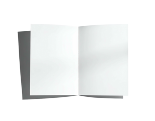 White paper folded in half, displaying open blank pages against black background