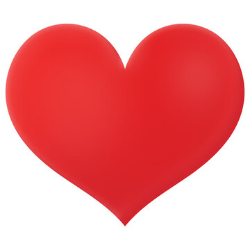 3D Red Heart Shape Isolated on White Background &ndash; Realistic Romantic Love Symbol, Valentine&rsquo;s Day Decoration, Wedding, Anniversary, Romance Icon, Passion and Affection Concept, Graphic Design