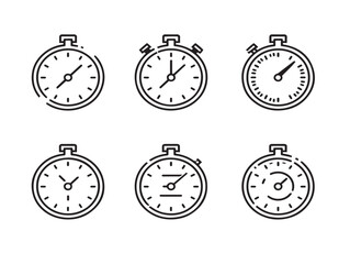 Modern vector time fast stock icons with six elegant minimalist line art designs