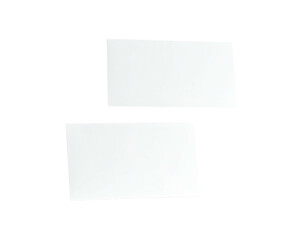 Two tilted white rectangles against a solid black background