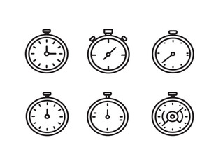 Six stylish time fast vector icons in minimalist clean line art set