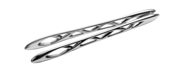 Silver, intricate,  two-part  metal  tool/weapon