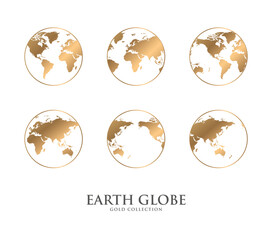 6-sided gold world map icon