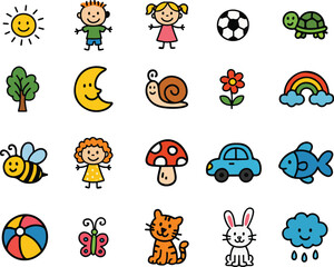 Cute cartoon character bundle vector set