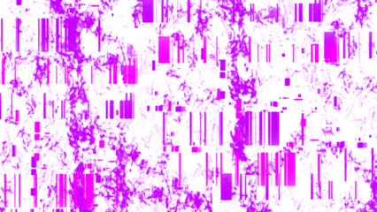 Colorful purple glitch PNG background. Abstract digital noise, pixel distortion, cyberpunk style, vibrant neon bars and VHS error effect, perfect for tech design, futuristic posters, music covers, art