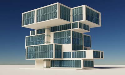 Future forward 3d office building concept architecture wallpaper background