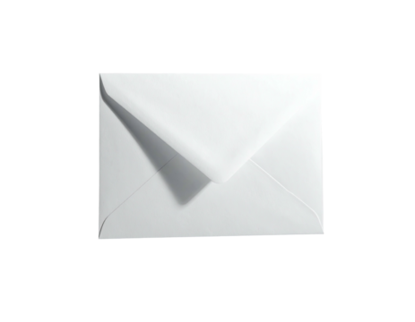 A closed white envelope casts a shadow against a stark black backdrop