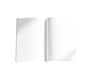 Open blank book with white pages and central spine against a black background