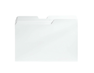 A white file folder with tab extensions, layered over a dark background