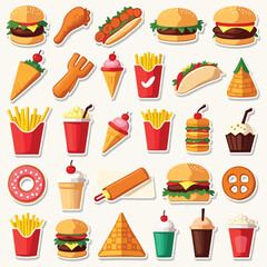 Fast food vector modern, and playful flat design style