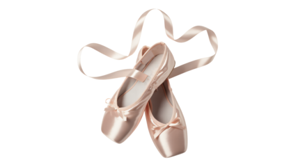 Elegant ballet pointe shoes with satin ribbon tied gracefully