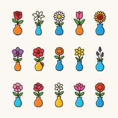 Flower and flower vase vector illustration