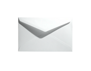 Isolated white envelope on black background, sealed with a shadow