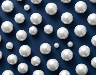 White pearls arranged on a navy blue surface