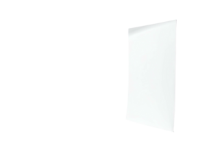 A rectangular, white shape in perspective against a stark, black background