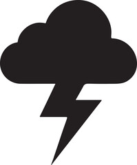 Cloud with lightning bolt silhouette, stormy weather icon symbolizing thunder, rain, and energy.