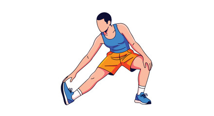 Dynamic stretching routine illustration, athlete reaching for their foot for increased flexibility and muscle readiness demonstration