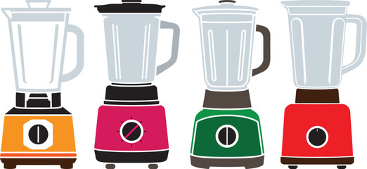 Kitchen Blender Colorful Vector Illustration Collection