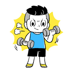 ダンベルで筋力トレーニングをしているイラスト