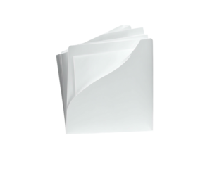 Angled view of a stack of white paper sheets, with a single corner bent over