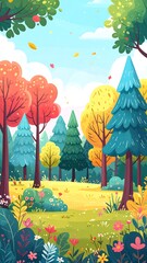 Colorful autumnal forest scene