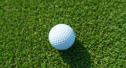 White golf ball on green grass