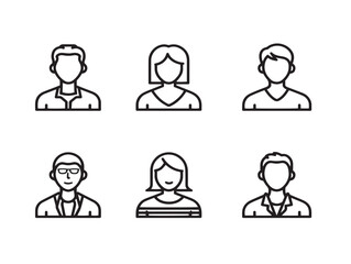 Sleek Outline User Icons In Clean Minimal Vector Style  