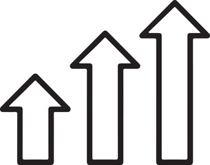 Three upward pointing arrows showing growth and progress in a simple outline design