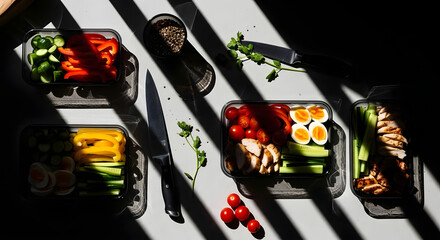 Delicious vibrant meal prep containers featuring fresh vegetables and protein, perfect for healthy eating