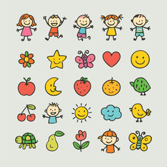 Set of cute cartoon character bundle vector