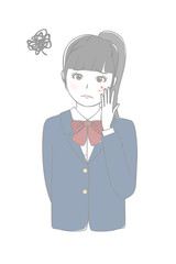 ニキビを気にする女子生徒