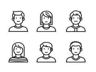 Fototapeta premium Multiple Users Minimalist Icons With Sleek Line Vector Design 