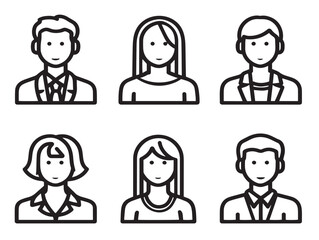 Clean Group User Icons With Elegant Outline Minimalist Style  