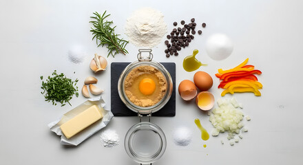 Discover vibrant fresh ingredients meticulously arranged for delicious home cooking and baking projects