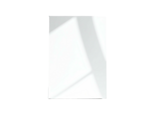 A white rectangle floats against a black background with window light