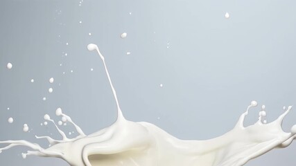 Creamy white milk splash forms a crown shape on a neutral background, crisp droplets and smooth surface tension captured in slow motion; delicious food visual ideal for dairy branding - Powered by Adobe