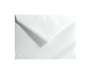 Overhead shot of a white envelope, with angled creases and a shadow cast